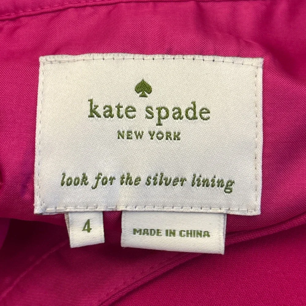 KATE SPADE Demi Scallop Shift Mini Dress Sweetheart Pink Women Size 4 3/4 Sleeve